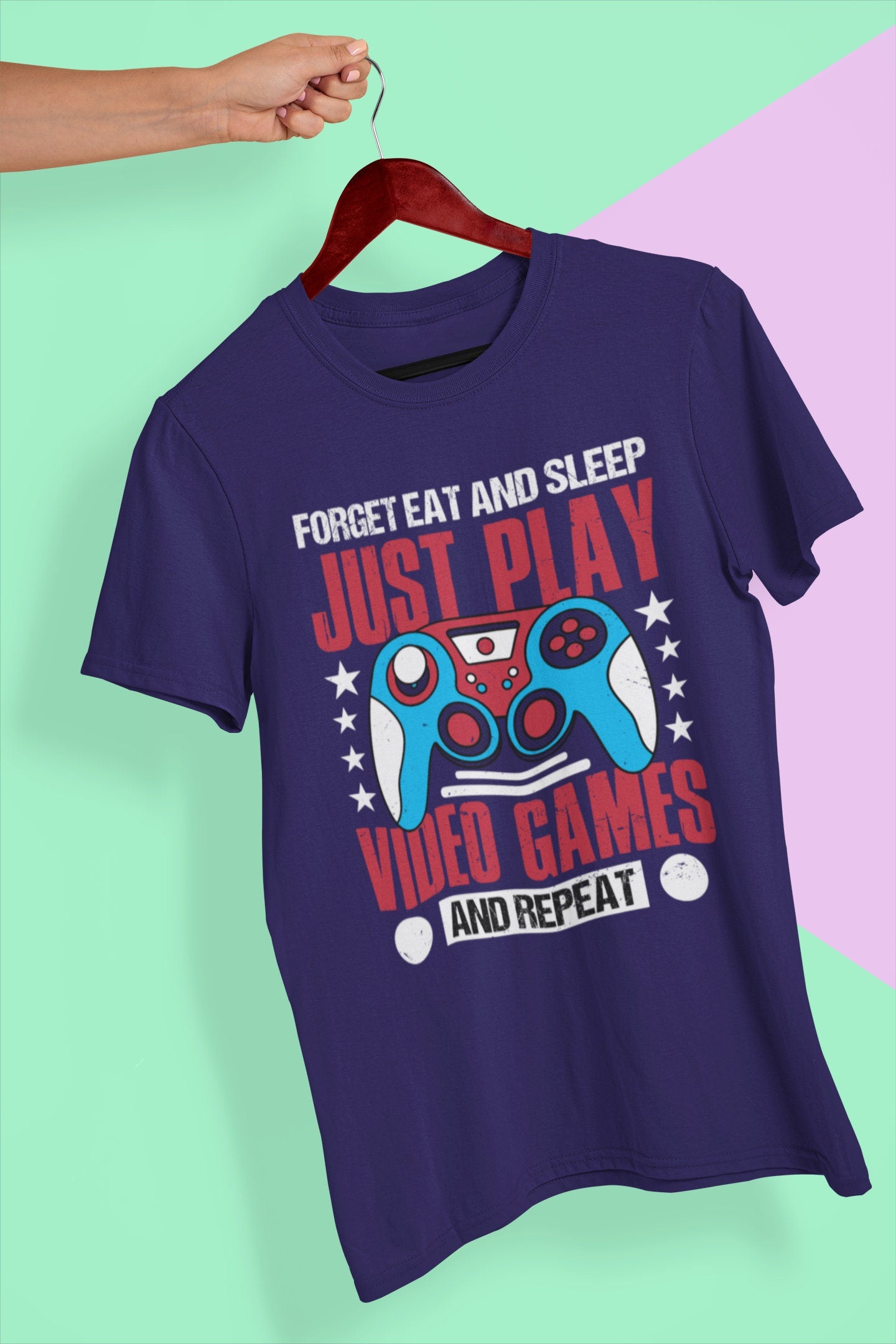 Trendy Gaming shirt with Console, Eat Sleep and Play Video games, Gaming shirts for men women, Game lover boyfriend Birthday Gift tee