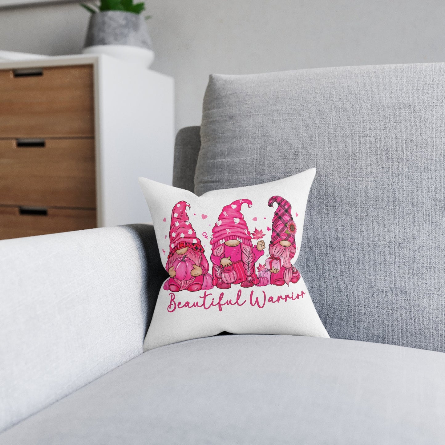 Breast Cancer, Beautiful warrior gifts, for men, white pillow for breast cancer patients, breast cancer gifts, for him forher, white pillow