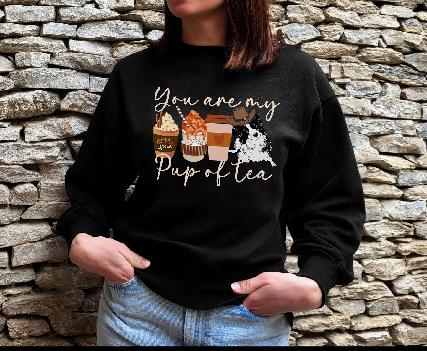 Border collie christmas cowboy shirt, crew neck shirt for him for her, Unisex black crew neck shirt dog lover dog owner shirt i love dog, dog groomer shirts, fall sweatshirts for women, pumpkin spice latte dog shirt