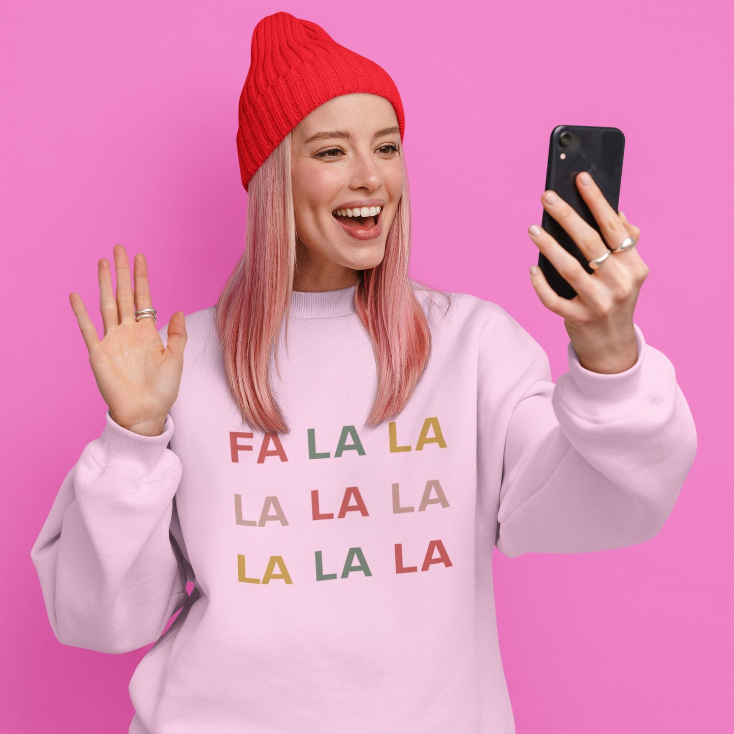 Pink crewneck sweatshirt for christmas