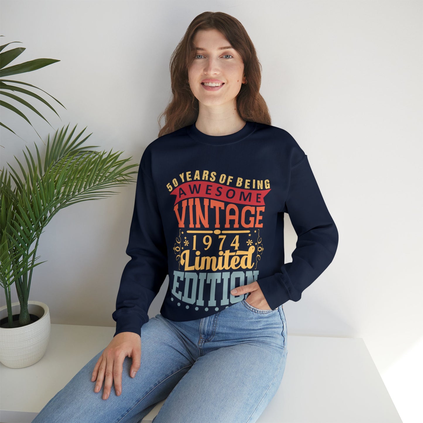 Unisex Vintage 1974 50th Birthday Sweatshirt 2024 fiftieth gift ideas for mom dad husband men women surprise party vacation shirts sweater