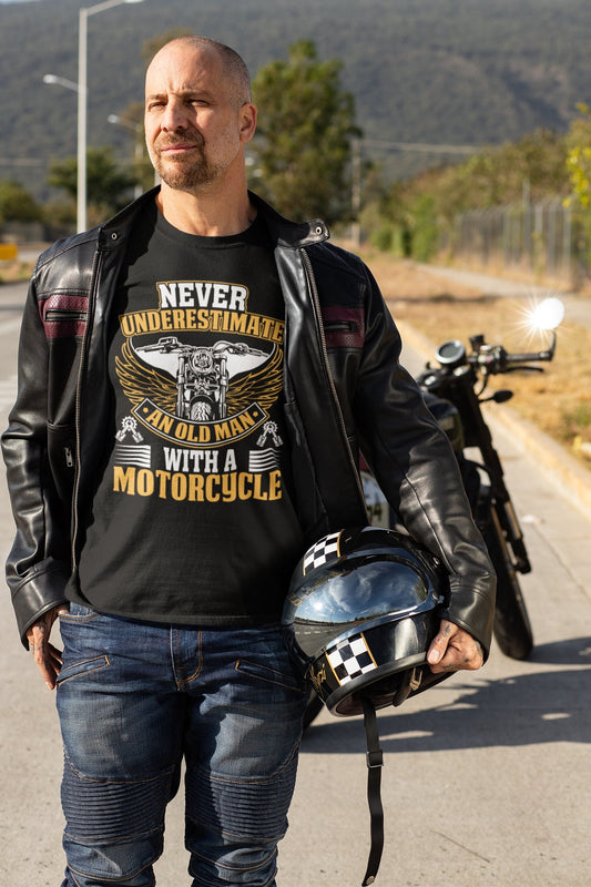 Biker Dad Husband Birthday gift Old men crewneck Motorcycle tshirt for him