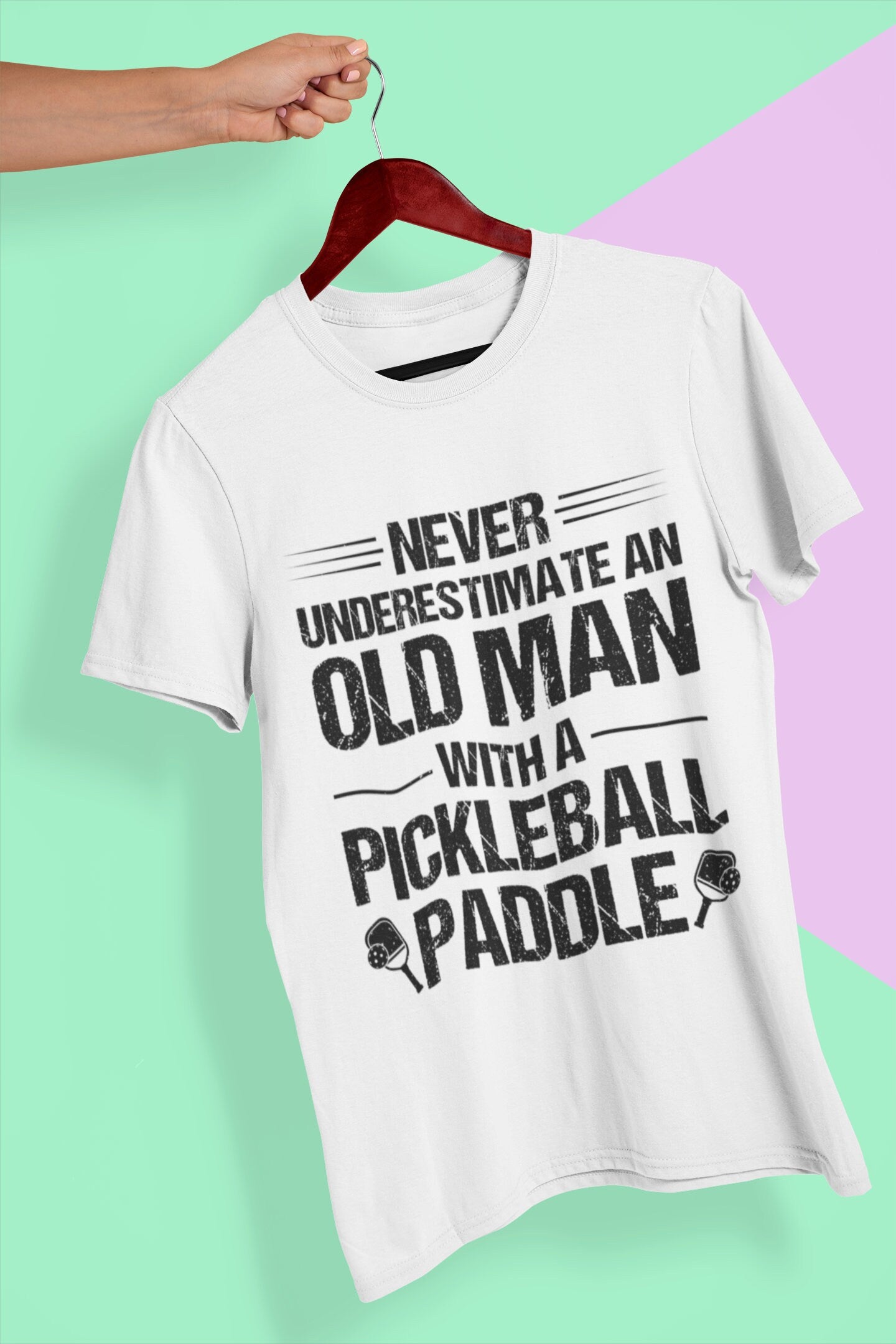 Pickleball lover gift dad gifts old man gifts old men gifts for man husband. black Crewneck Tshirt for men