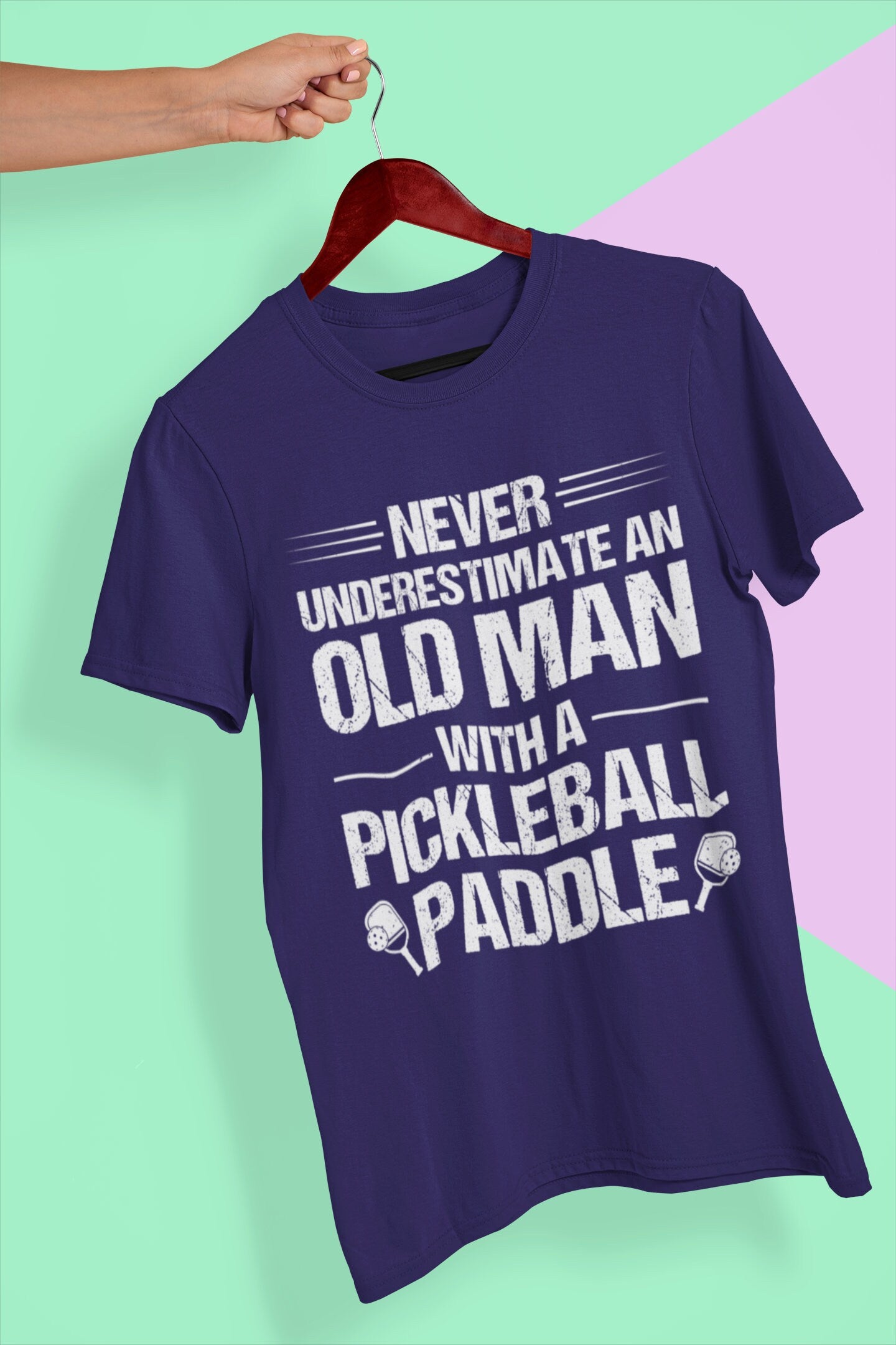 Pickleball lover gift dad gifts old man gifts old men gifts for man husband. black Crewneck Tshirt for men for daddy father&#39;s day gift