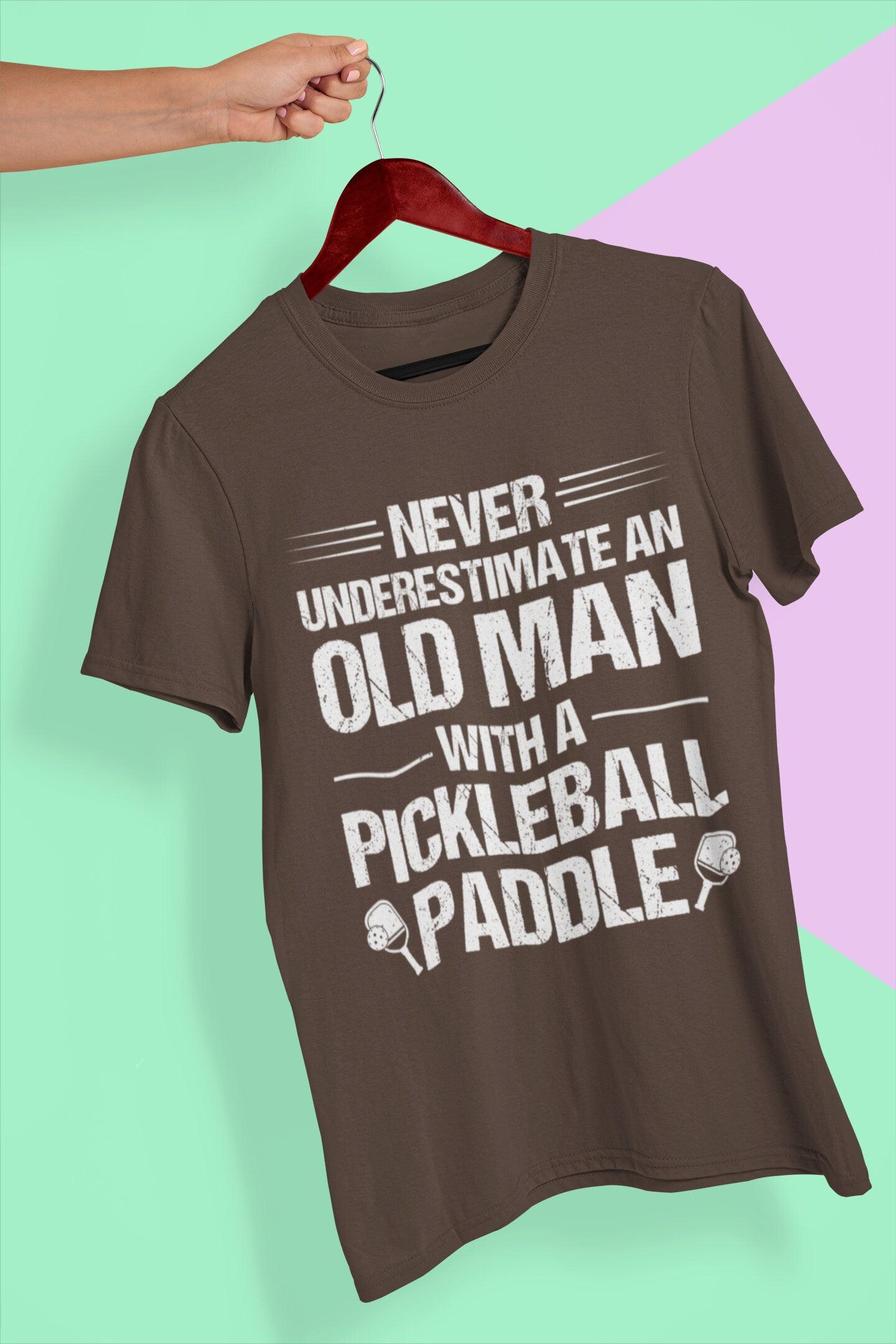 Pickleball lover gift dad gifts old man gifts old men gifts for man husband. black Crewneck Tshirt for men for daddy father&#39;s day gift