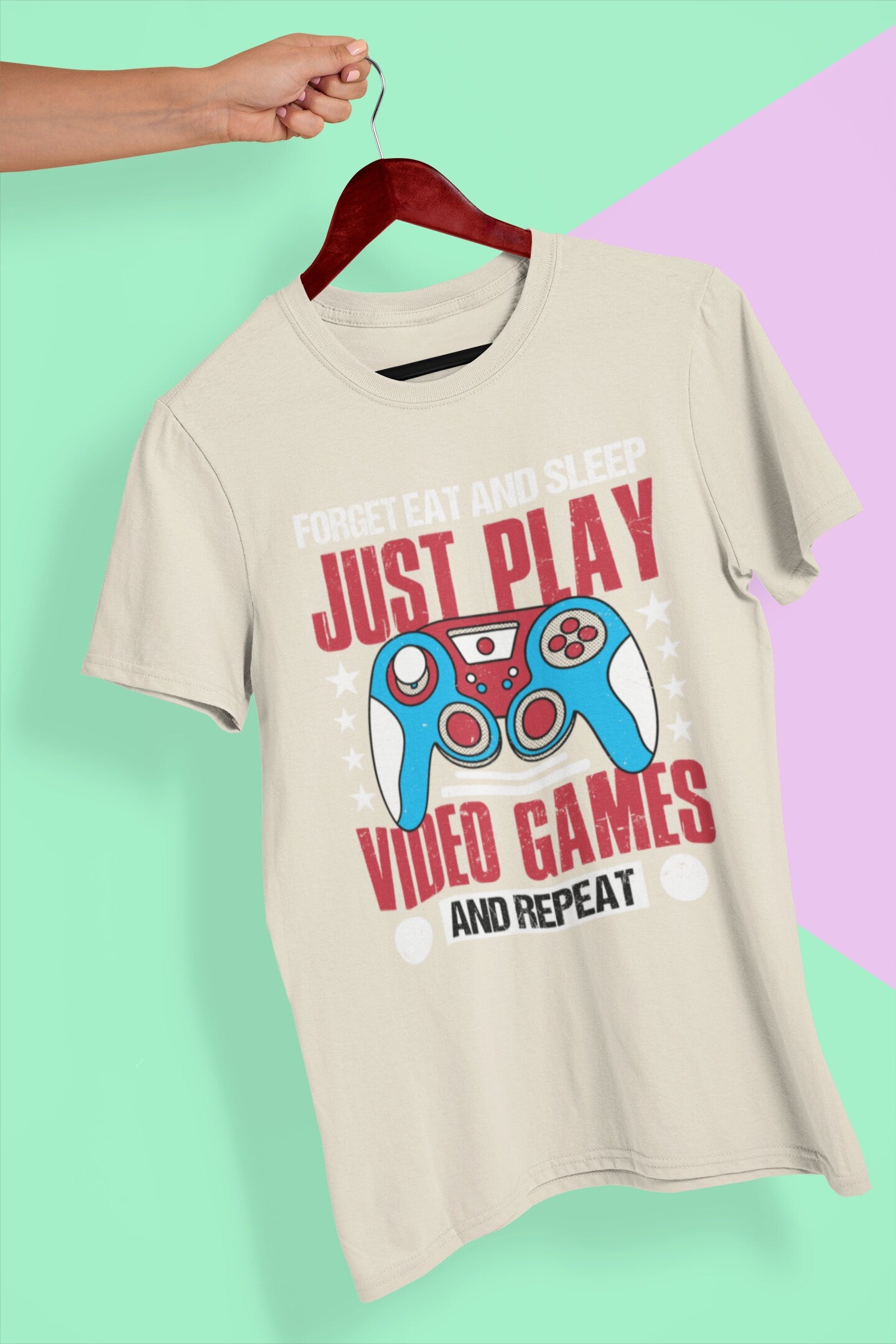 Trendy Gaming shirt with Console, Eat Sleep and Play Video games, Gaming shirts for men women, Game lover boyfriend Birthday Gift tee