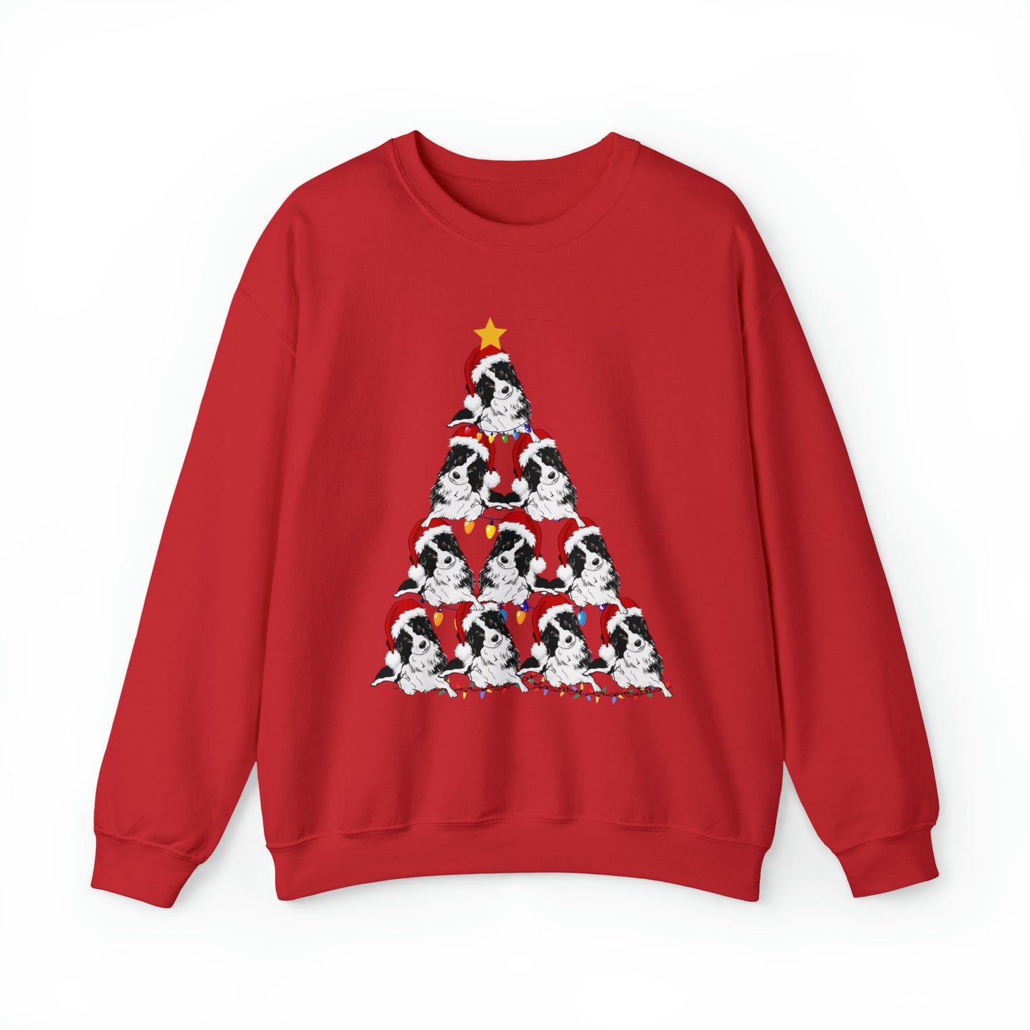 Cute Border Collie christmas tree top shirts, gifts for dog owners, dog mom, dog dad, dog mama, dog mum, dog dad gifts, gifts for dog owners, animal lover gifts, winter crewneck sweatshirt sweater jumper for men for women xmas sweatshirt