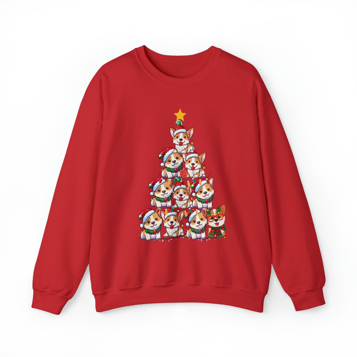 Cute Corgi christmas tree top shirts, gifts for dog owners, dog mom, dog dad, dog mama, dog mum, dog dad gifts, gifts for dog owners, animal lover gifts, winter crewneck sweatshirt sweater jumper for men for women xmas sweatshirt