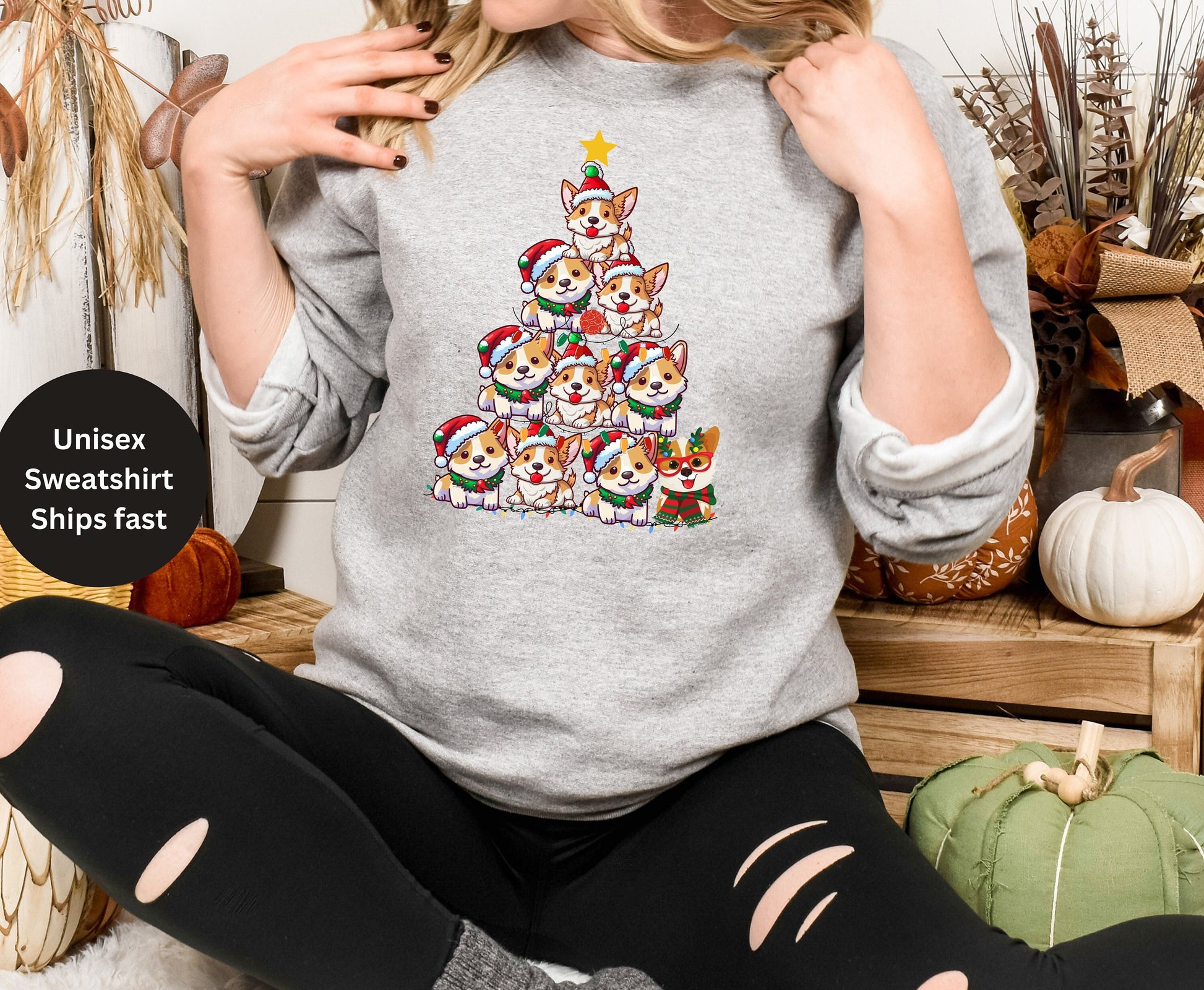 Cute dogmas Corgi christmas tree top shirts, gifts for dog owners, dog mom, dog dad, dog mama, dog mum, dog dad gifts, gifts for dog owners, animal lover gifts, winter crewneck sweatshirt sweater jumper for men for women xmas sweatshirt