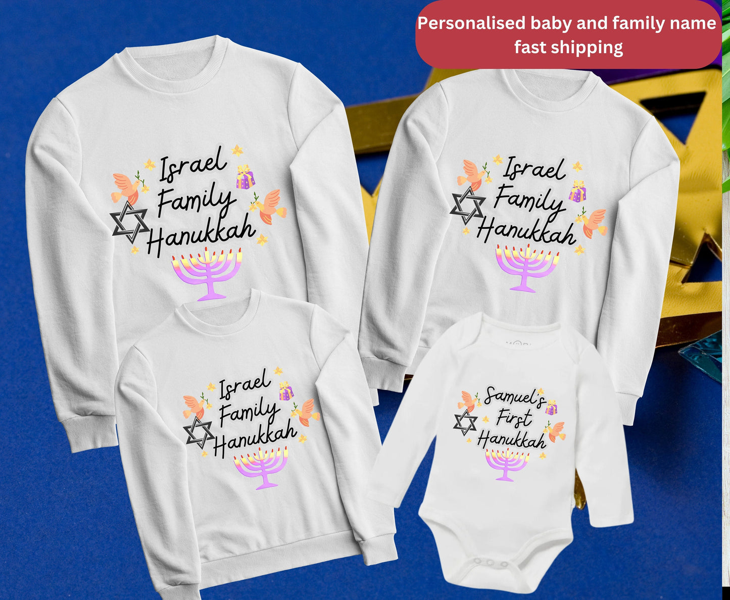 Hanukkah shirts, Chanukah sweatshirts baby onesie baby body suit, family matching hanukkah sweater unisex family matching matching family shirts for adults and kids , mom dad and baby