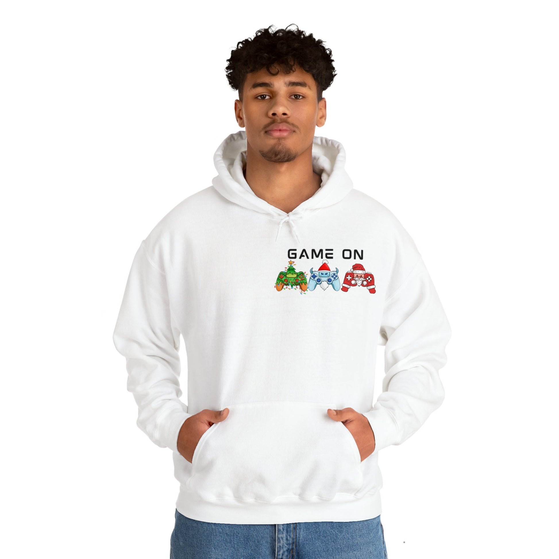 White Crewneck Christmas game controller sweatshirt santa elf snowman