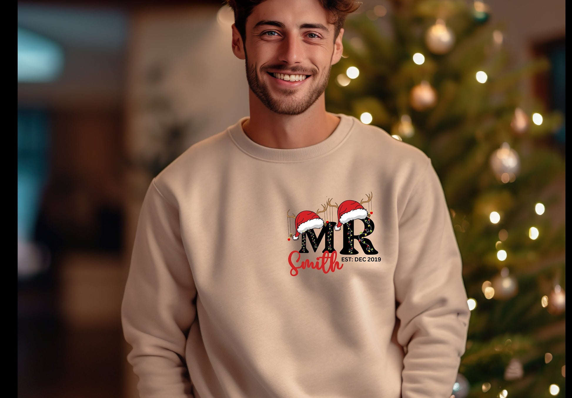 Christmas Crewneck Couple matching white sweatshirt, wife gifts husband gifts, for him for her, they/the, lgbtq couple, wedding gifts, anniversary gifts for him for her