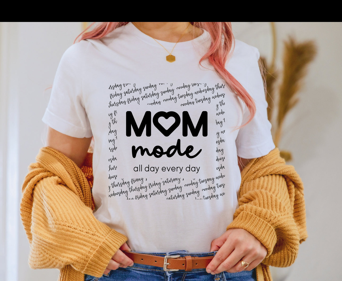 Mom mode mom vibes shirts mom gift for her, mom mode all day everyday mom gift for her, winter crewneck tshirt sweater sweatshirt gift for moms day of the week, mother&#39;s day gift