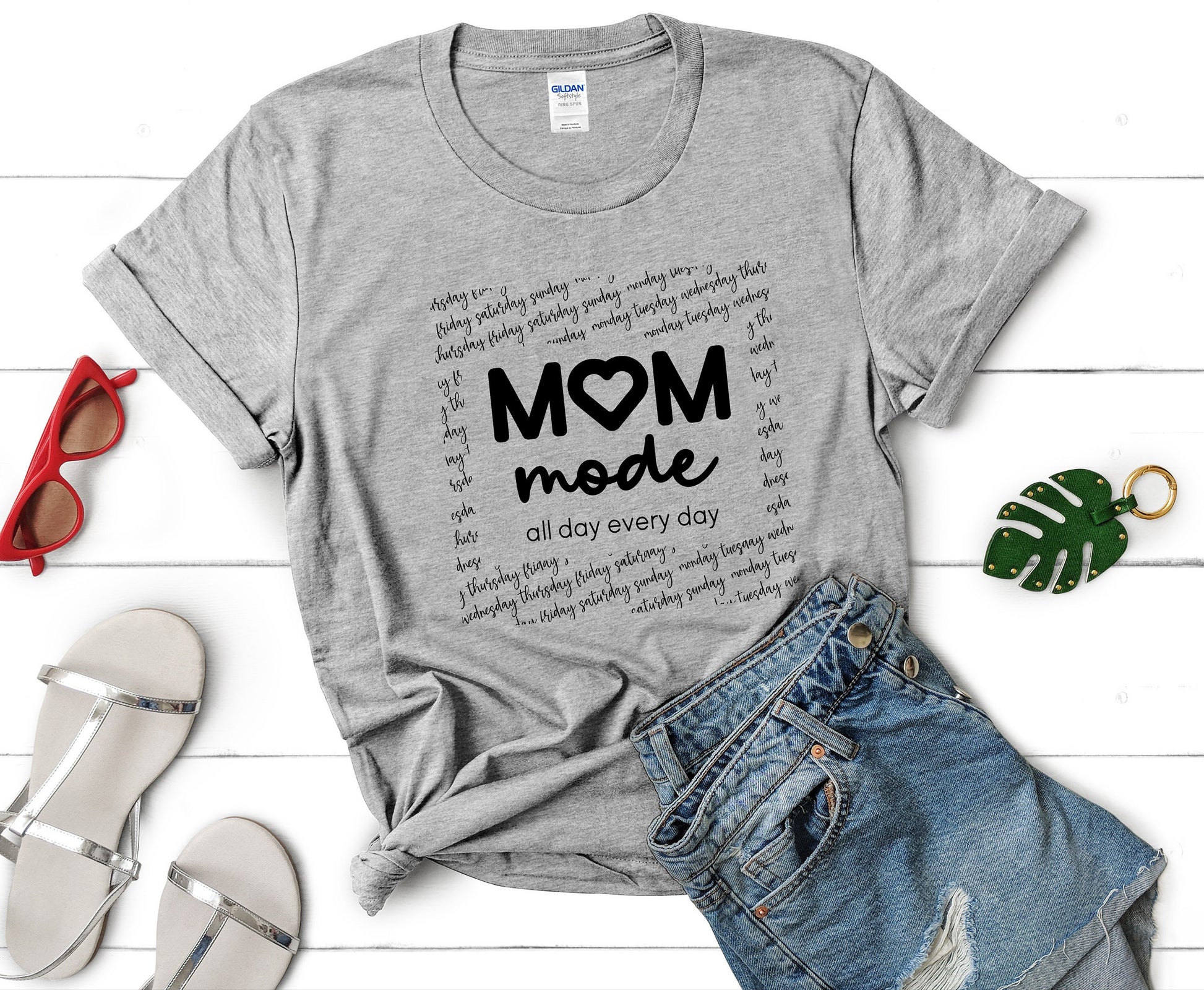 Mom mode mom vibes shirts mom gift for her, mom mode all day everyday mom gift for her, winter crewneck tshirt sweater sweatshirt gift for moms day of the week, mother&#39;s day gift