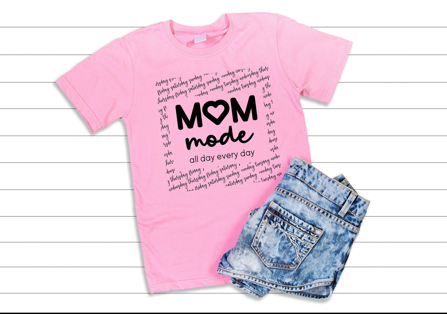 Mom mode mom vibes shirts mom gift for her, mom mode all day everyday mom gift for her, winter crewneck tshirt sweater sweatshirt gift for moms day of the week, mother&#39;s day gift