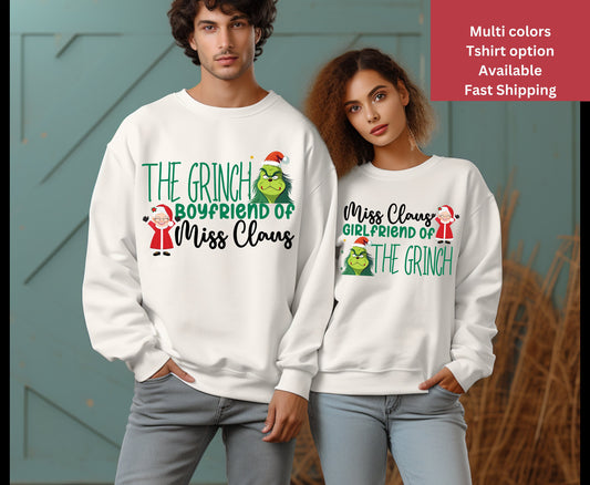 Funny christmas shirt mrs clause married to grinch unisex sweatshirt for him her wife husband. Unisex Grinch Sweatshirt gifts for couple matching couple outfit, Bride and groom Christmas shirt