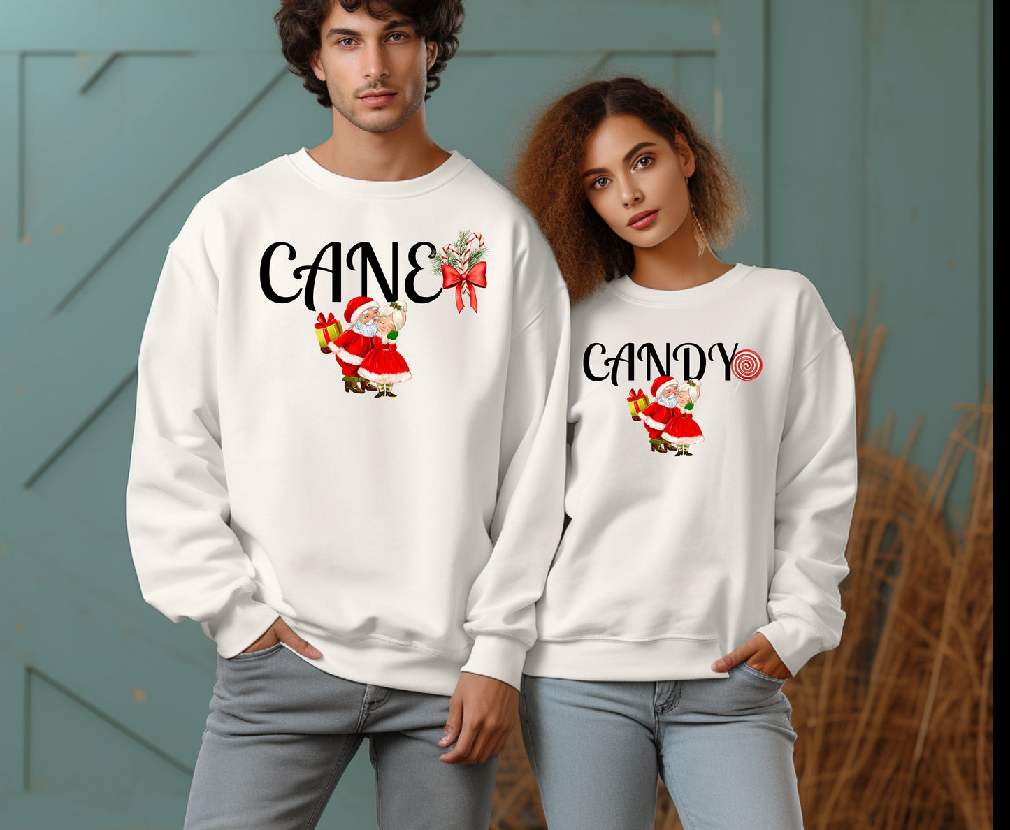 Unisex couple matching christmas shirt honey moon christmas gift for men for women xmas gift for him crewneck jumper t shirt sweatshirt candy cane