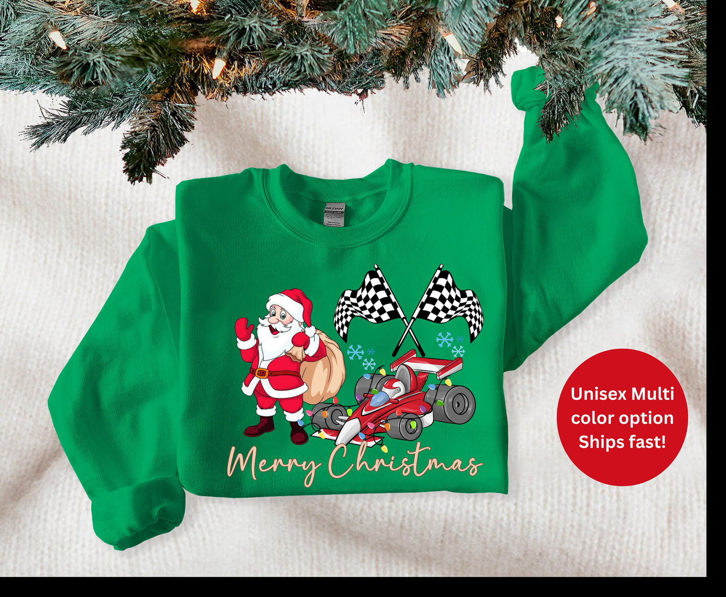 Merry Christmas Tshirt Hoodie for men for women sweatshirt for men for women Cart Racing sweater Jumper for him her