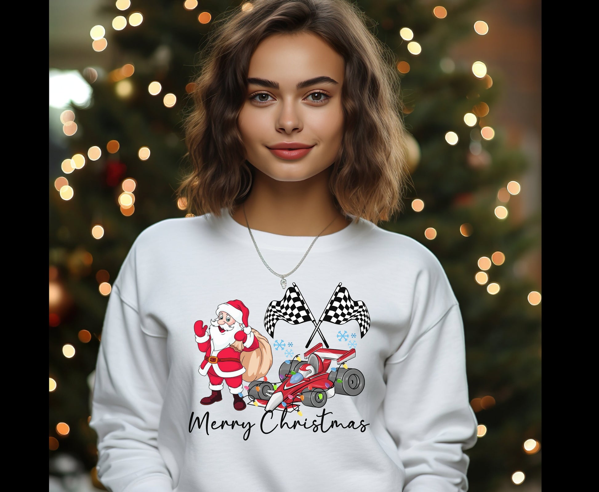 Merry Christmas Tshirt Hoodie for men for women sweatshirt for men for women Cart Racing sweater Jumper for him her