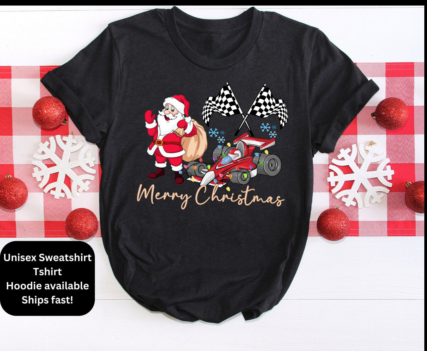 Merry Christmas Tshirt Hoodie for men for women sweatshirt for men for women Cart Racing sweater Jumper for him her