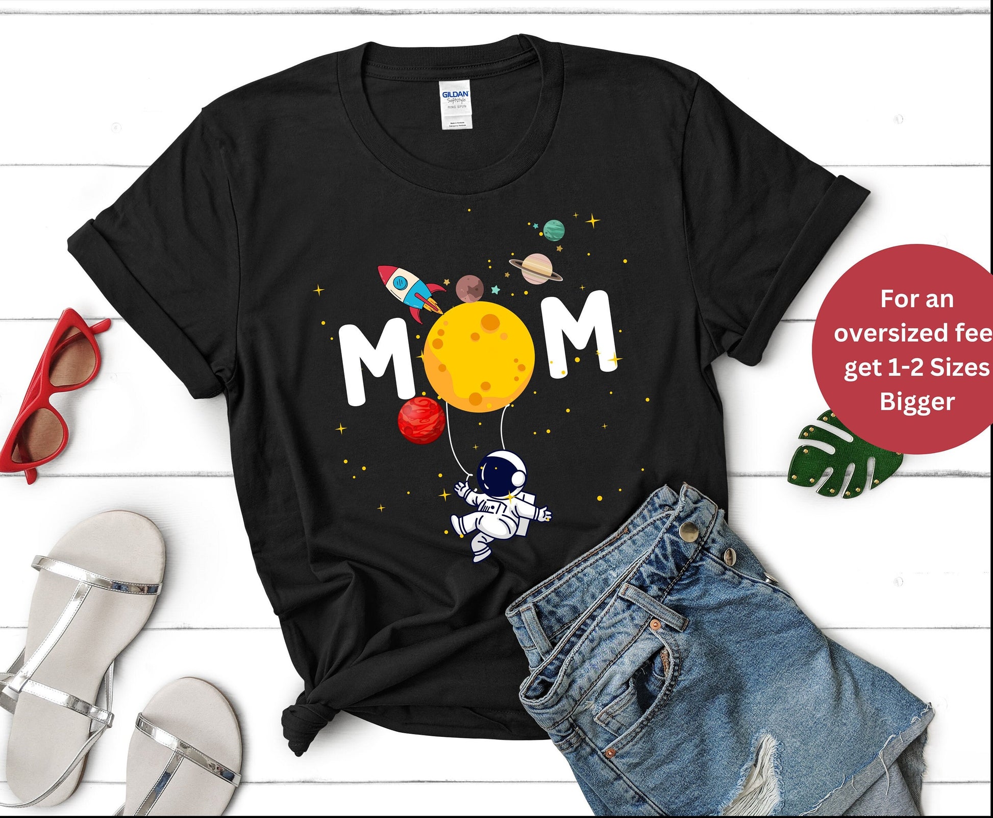 Cute Mom in space with Planets crewneck tshirt sweatshirts for Mother Hoodie for Moms gifts for Mom in Astronaut mom gifts, air hostess mom gifts for her