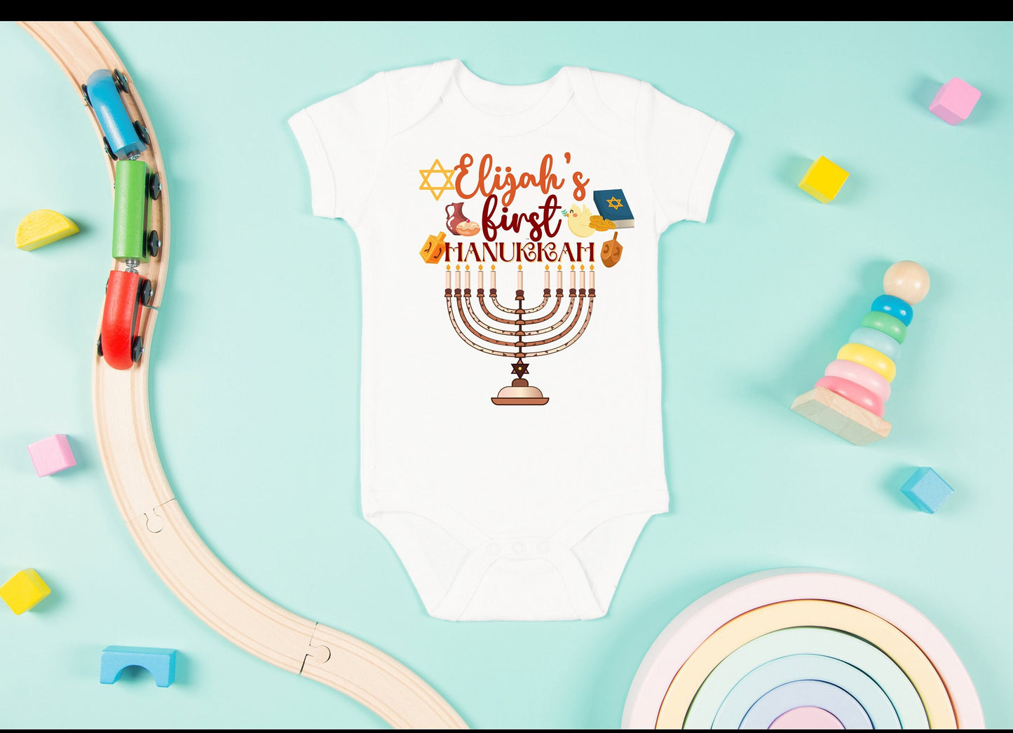 Boy and girl on a happy hannukah shirt body suit my first chanukkah family matching body suit