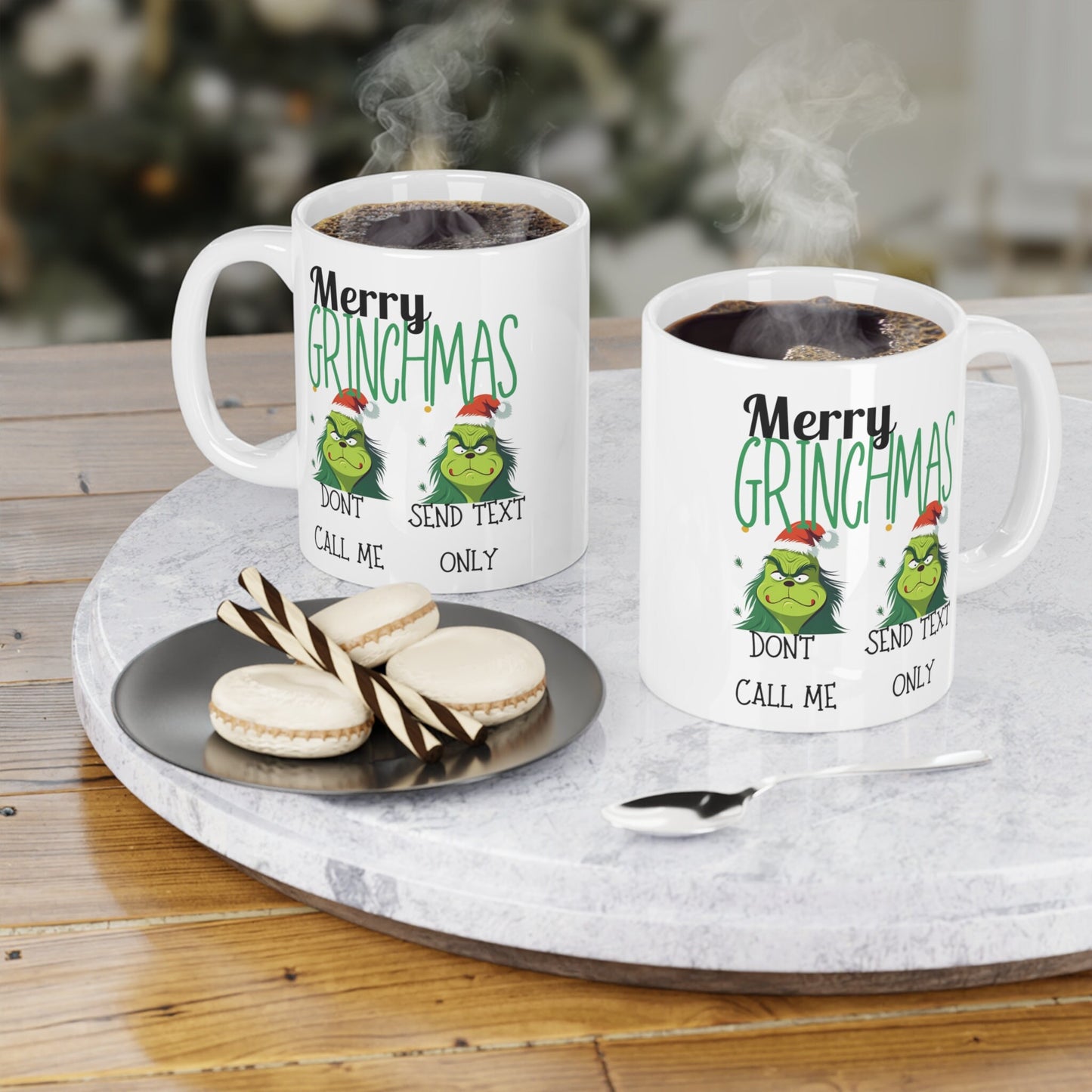 Funny Merry Grinchmas Mug gifts for wife husband dad mom, Retro Grinch Face Personal Christmas text-only Sassy xmas mugs gift for men women