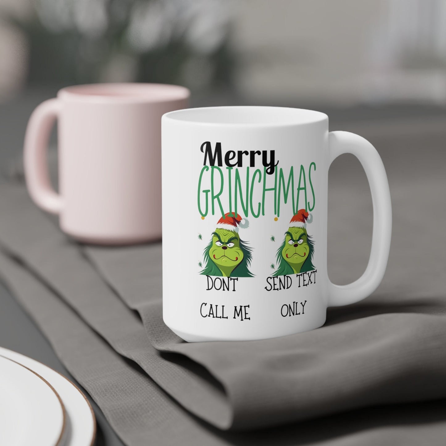 Funny Merry Grinchmas Mug gifts for wife husband dad mom, Retro Grinch Face Personal Christmas text-only Sassy xmas mugs gift for men women