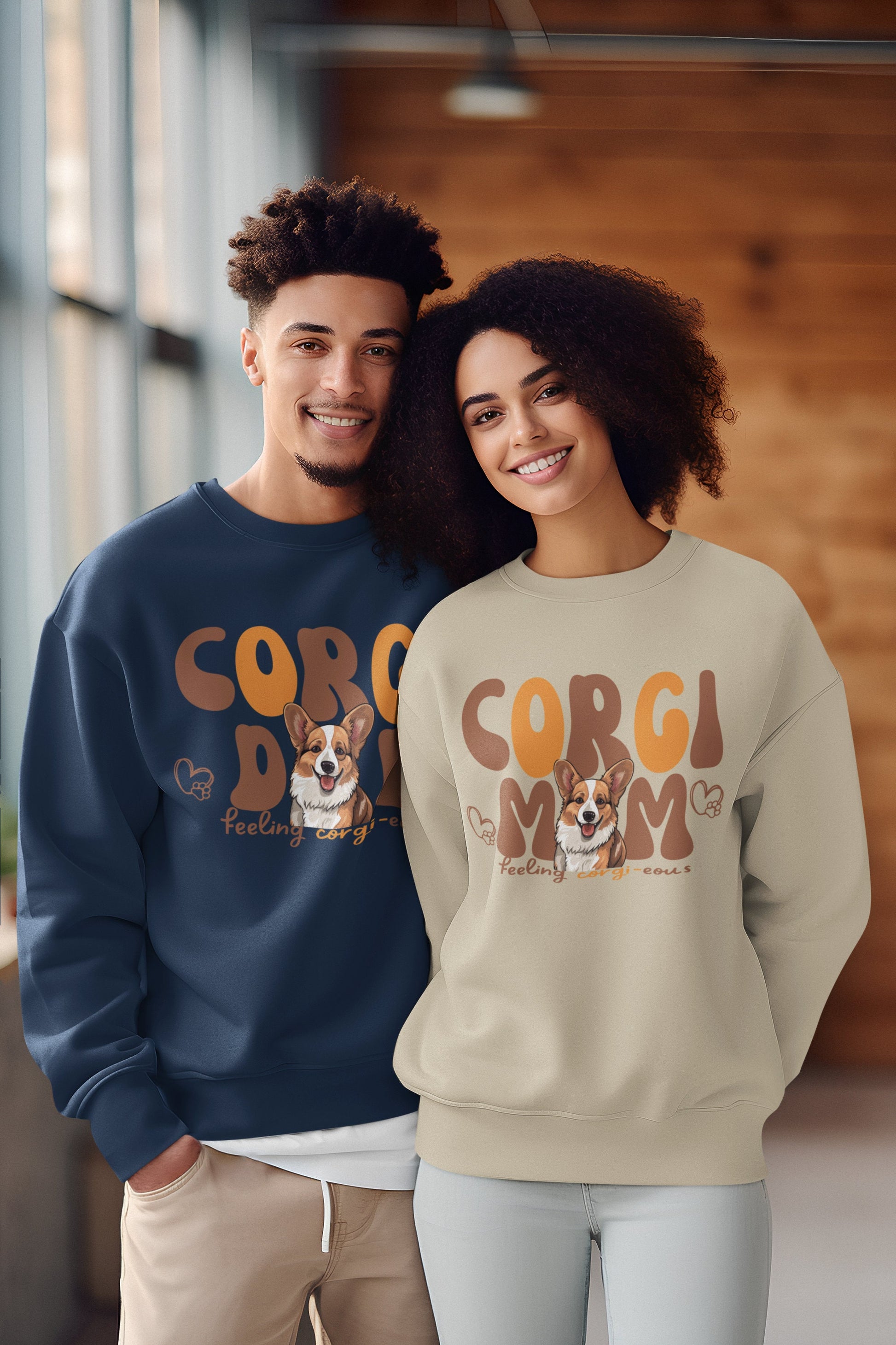 Corgi Mom dad tshirt sweatshirt Hoodie for men women winter crewneck for him her classic fit shirt custom shirt