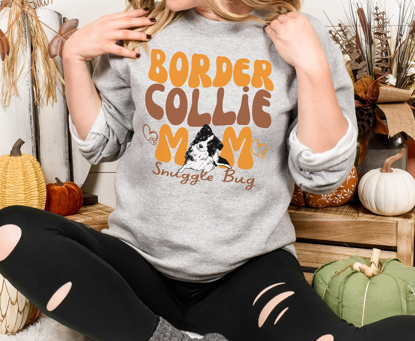 Border Collie Mom dad tshirt sweatshirt Hoodie for men women winter crewneck for him her classic fit shirt custom shirt