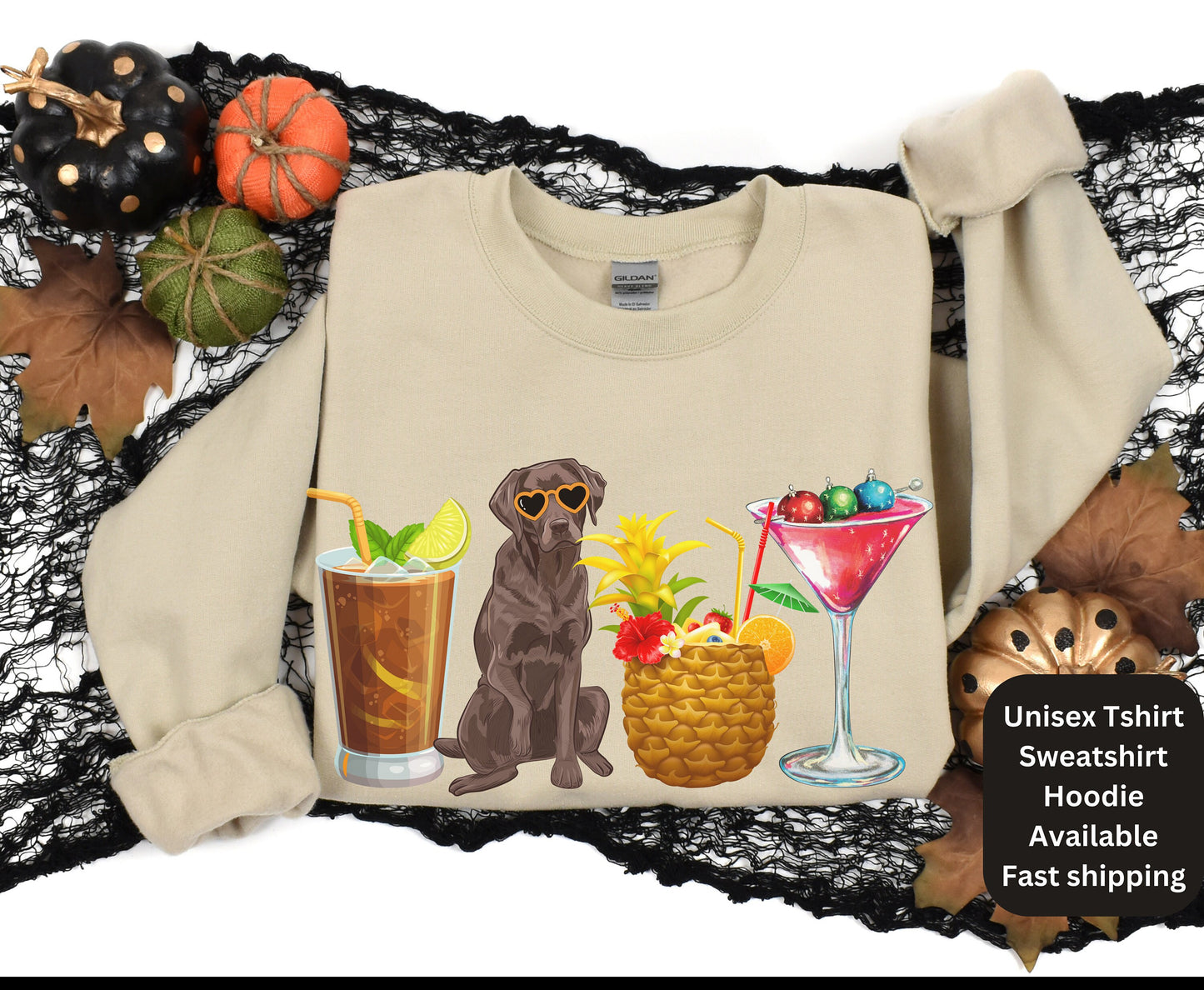 LABRADOR Retriever Winter Holiday Shirt, Cocktail Lover Tee, Retriever Pet Mom Dad Hoodie Sweater gifts for Dog Owner Dog Lovers tshirt