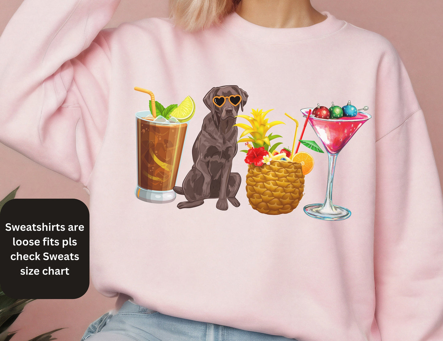 LABRADOR Retriever Winter Holiday Shirt, Cocktail Lover Tee, Retriever Pet Mom Dad Hoodie Sweater gifts for Dog Owner Dog Lovers tshirt