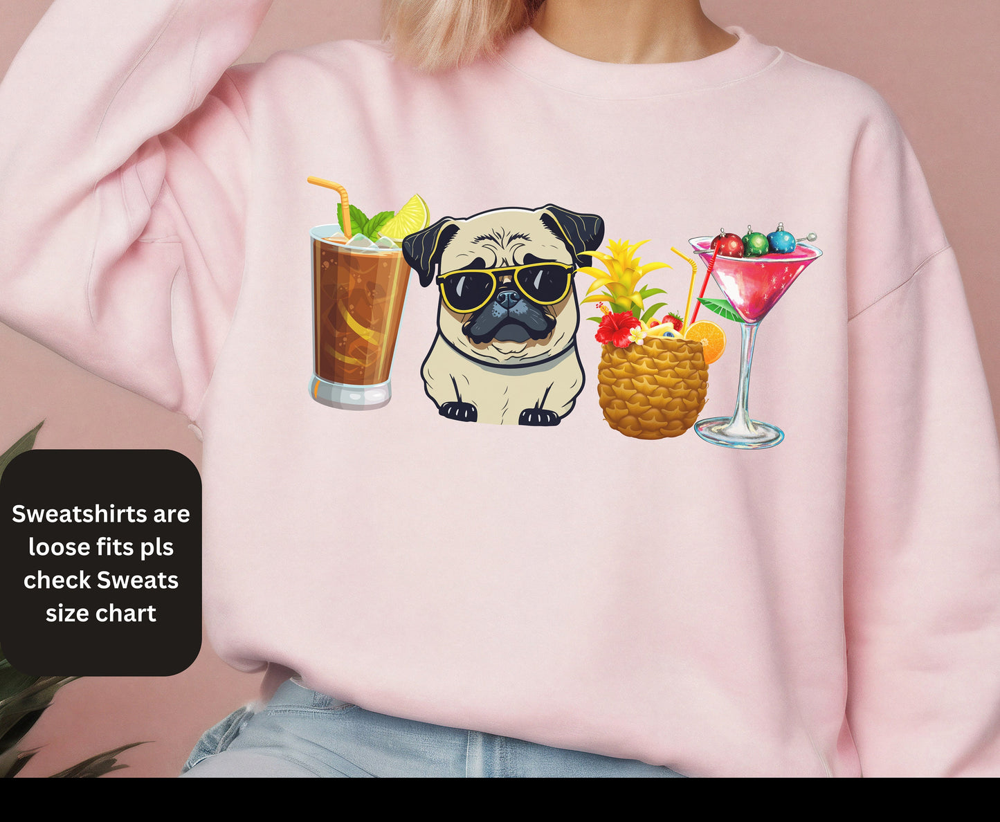 PUG Dog Lover Holiday Sweater - Cute Cocktail Pug MomDad Tee