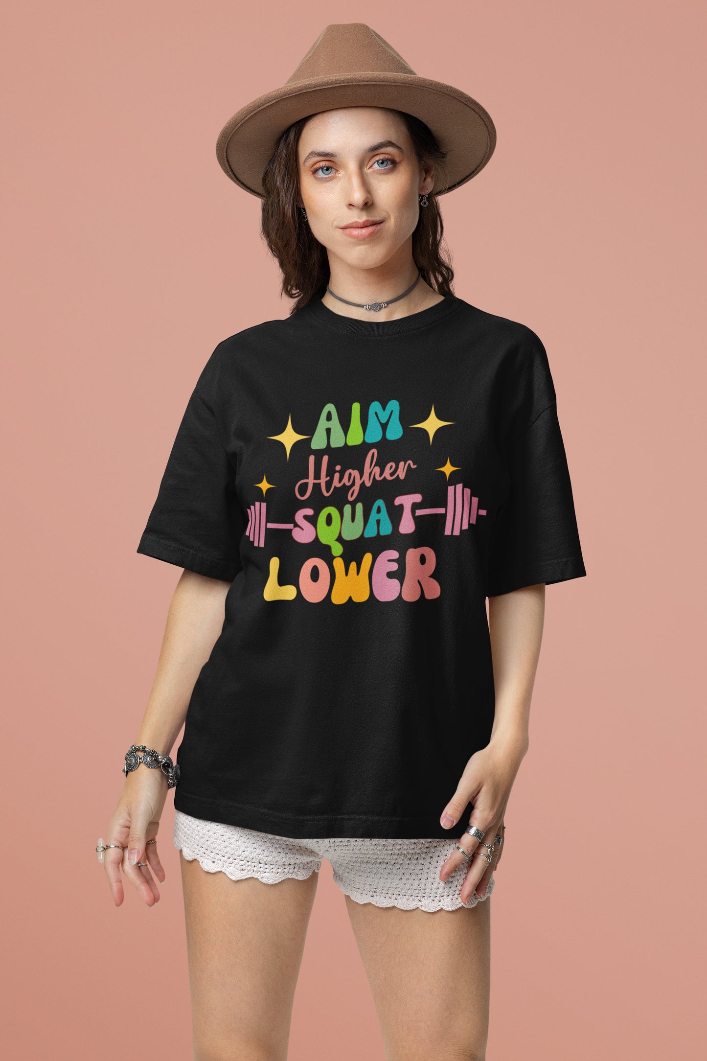 Aim high squat lower gym retro gym shirts for men women