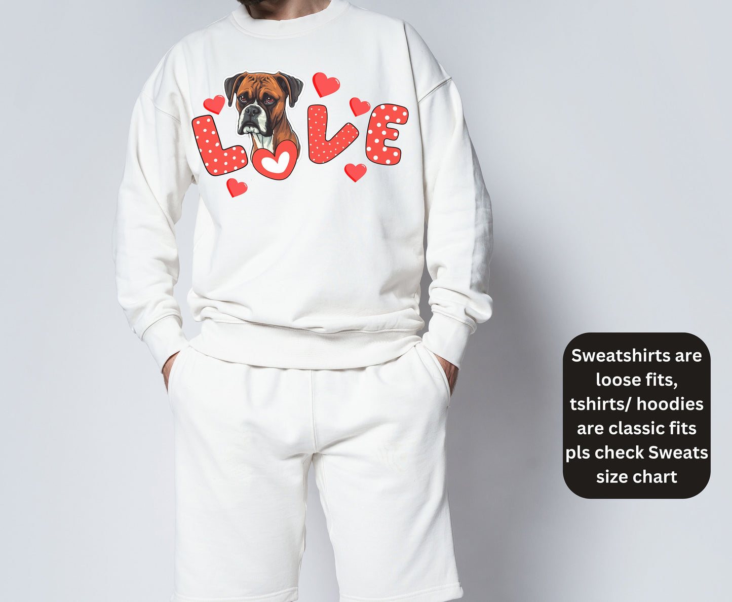 Boxer dog valentine shirt for men women unisex crewneck for him her gifts dog owner  lover shirt