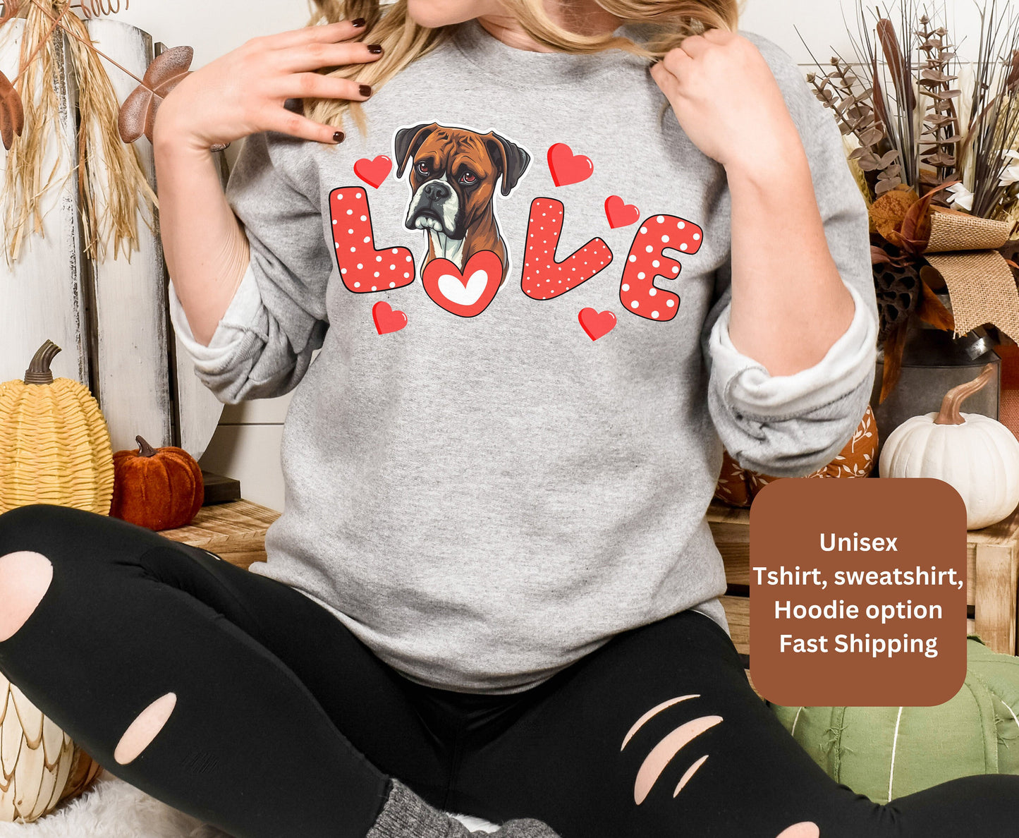 Boxer dog valentine shirt for men women unisex crewneck for him her gifts dog owner  lover shirt