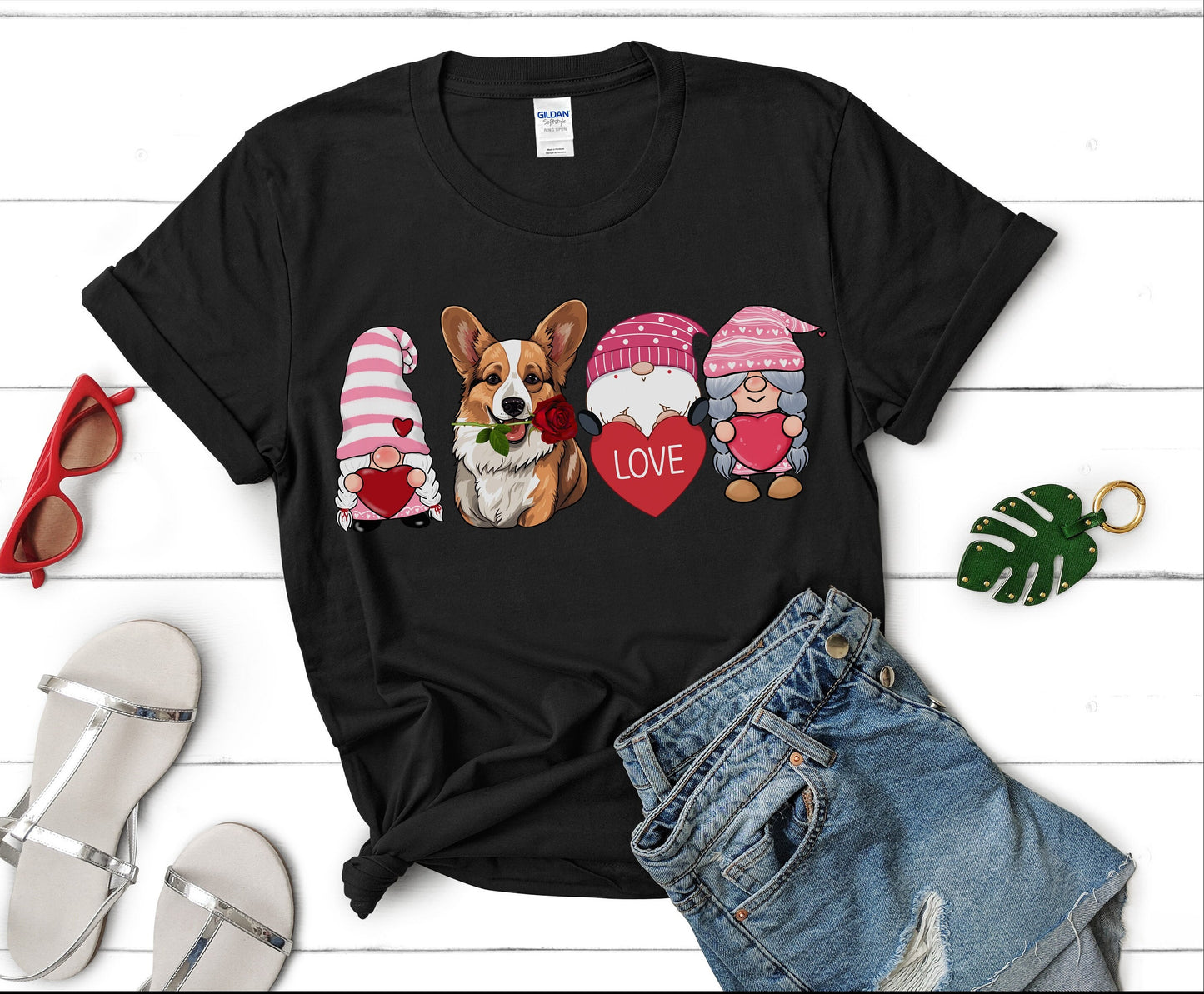 Corgi valentine shirt gnome valentine shirt for dog mom dog dad men women