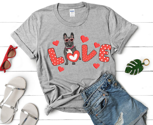 French Bulldog Holiday Shirt for Dog Mom Pet Dad Valentine Couple Matching gift for men women, black Frenchie Lover Tshirt sweatshirt hoodie