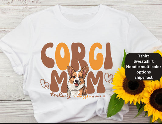 Corgi Mom dad tshirt sweatshirt Hoodie for men women winter crewneck for him her classic fit shirt custom shirt