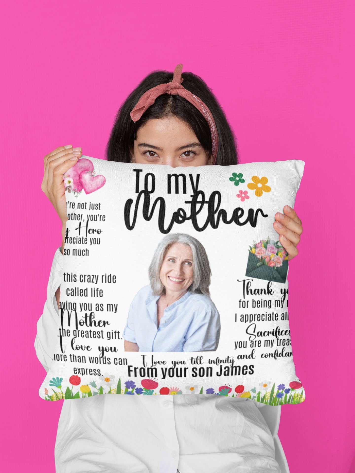 Personalised custom mother gift personalised Mom blanket mug pillow gift for men women