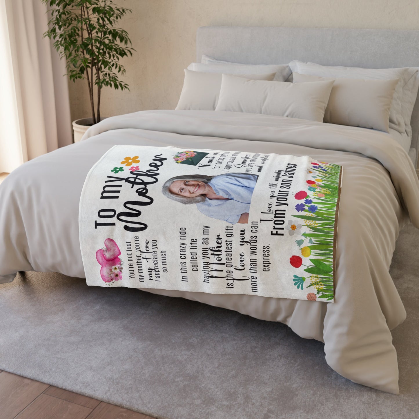 Personalised custom mother gift personalised Mom blanket mug pillow gift for men women