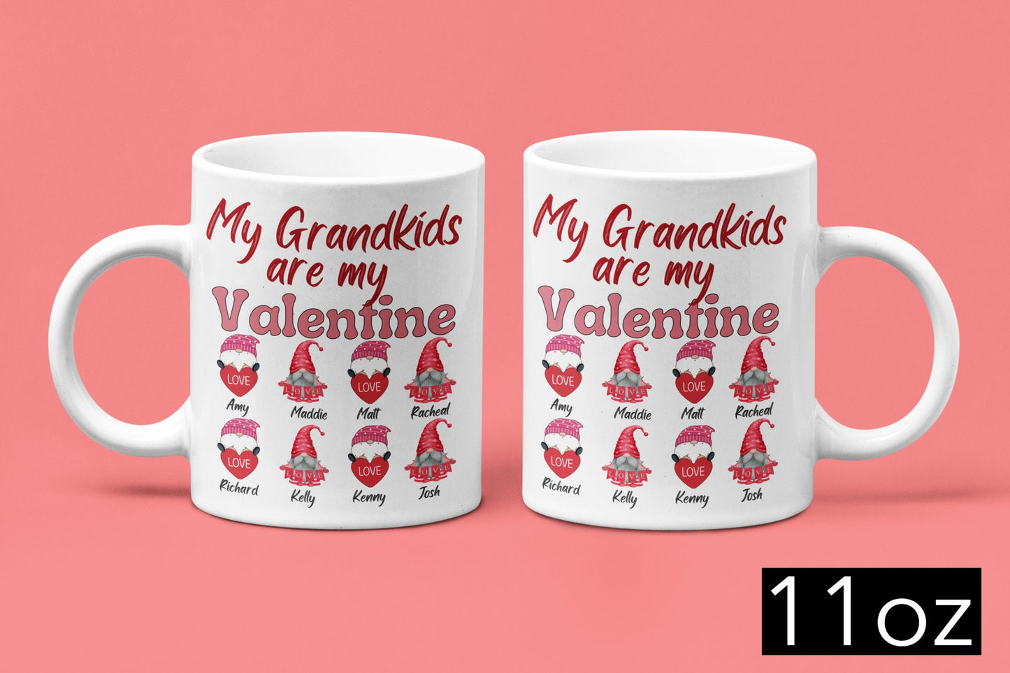 Personalized Grandma and Grandpa Valentines day Ceramic Mug gift My Grandkids are my Valentine Custom Grandchild name on Mug Shirt Sweater