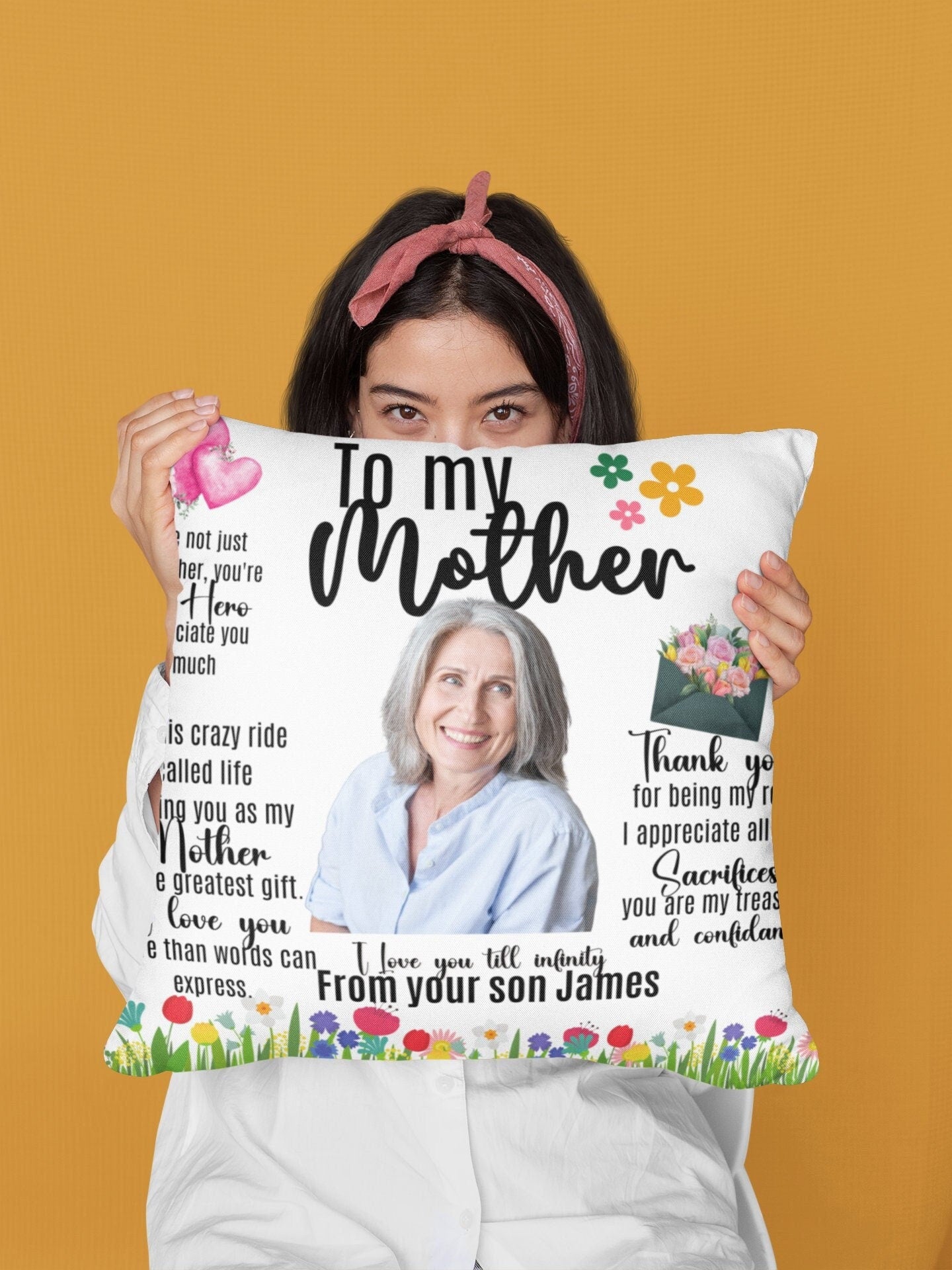 Pillow for mom white pillow gift