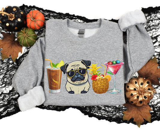 PUG Dog Lover Holiday Sweater - Cute Cocktail Pug MomDad Tee