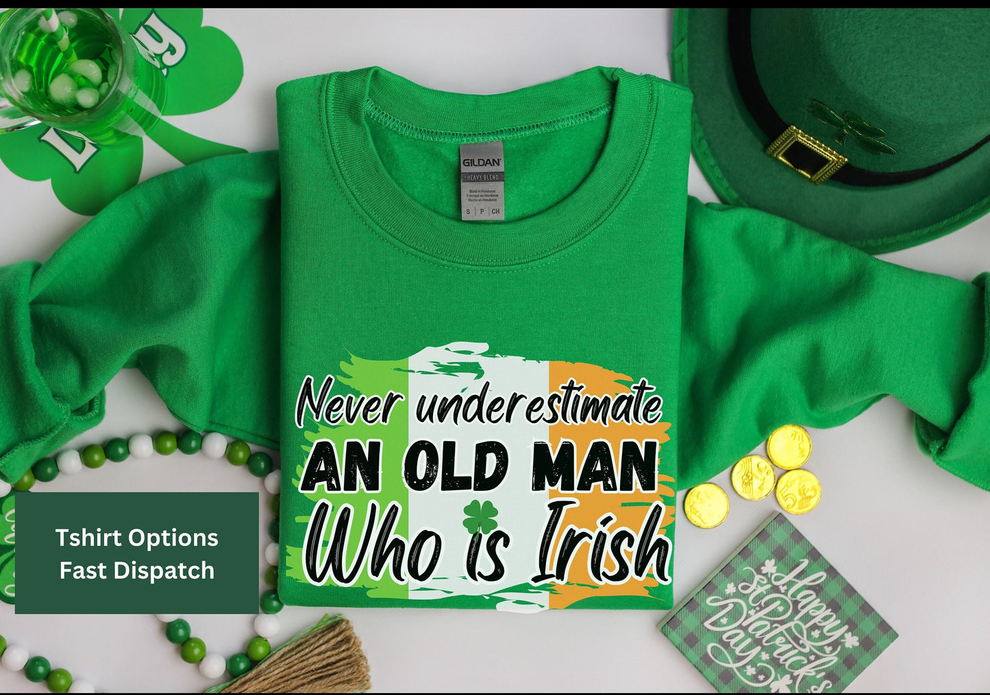 Funny Irish Old Man Sweatshirt Tshirt Hoodie for husband man grand dad father Unisex Crewneck Winter