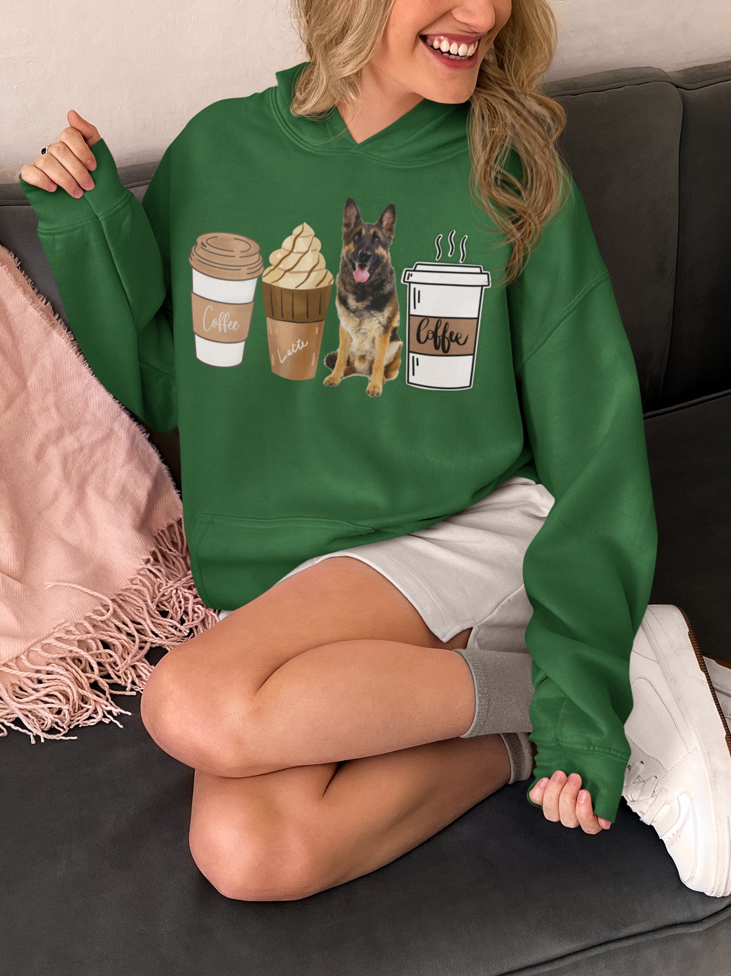 German Shepherd Coffee Lover Tshirt Sweatshirt Hoodie for men women, Winter Crewneck for Dog Mom Dog Dad Tee, German Shepherd Winter gift