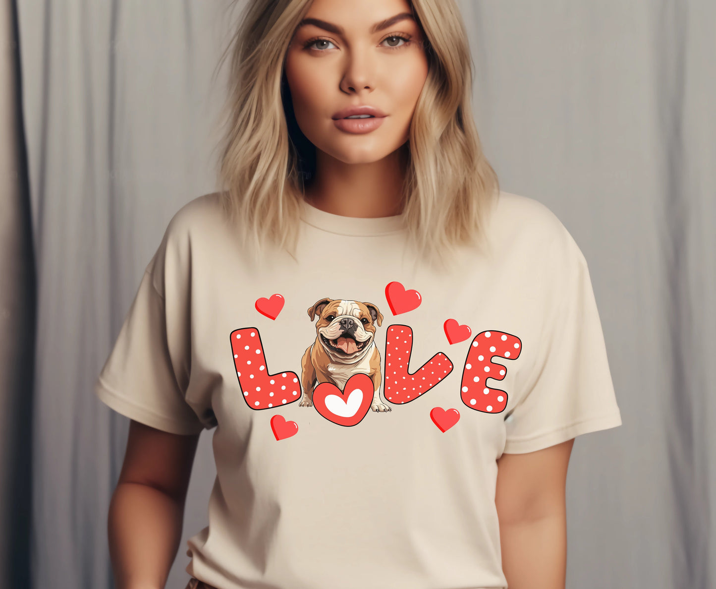 English Bulldog Valentine Couple Matching Shirt - Pet Owner Gift