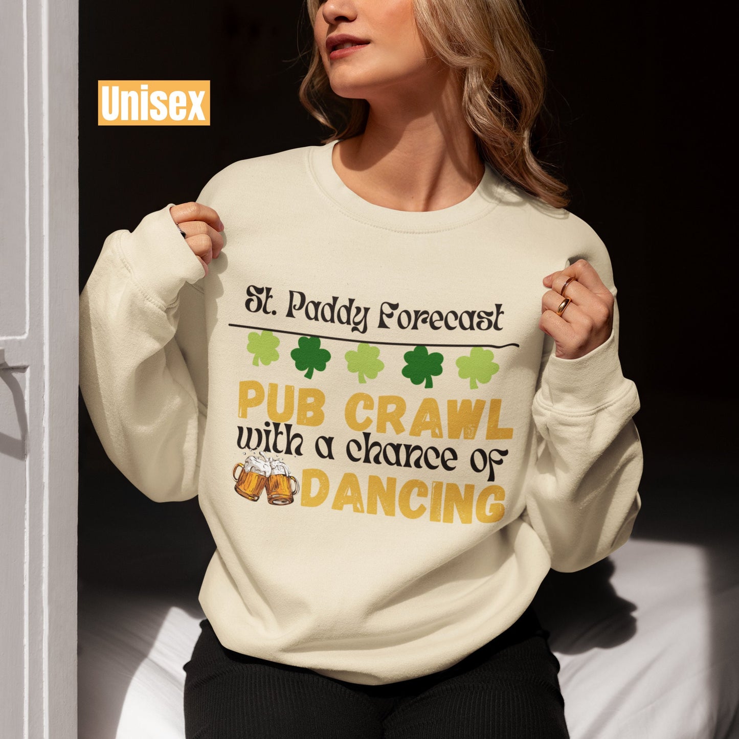 Funny Saint Patrick's day Beer shirt, St Paddy Forecast Pub Crawl with Chance of Dancing Irish St Patricks Tshirt Sweatshirt for men women