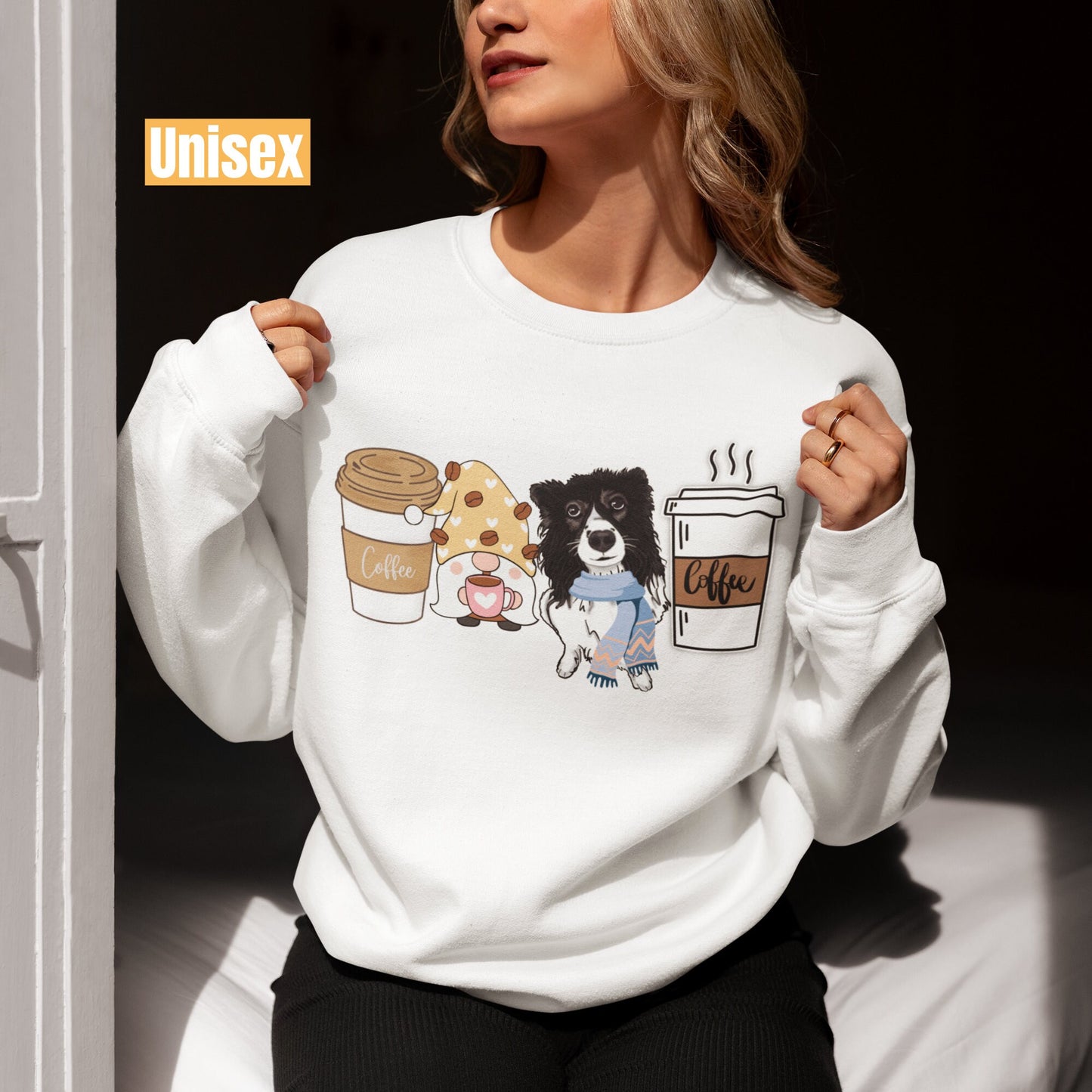 Border Collie winter coffee shirt for men women unisex crewneck tshirt sweatshirt gift