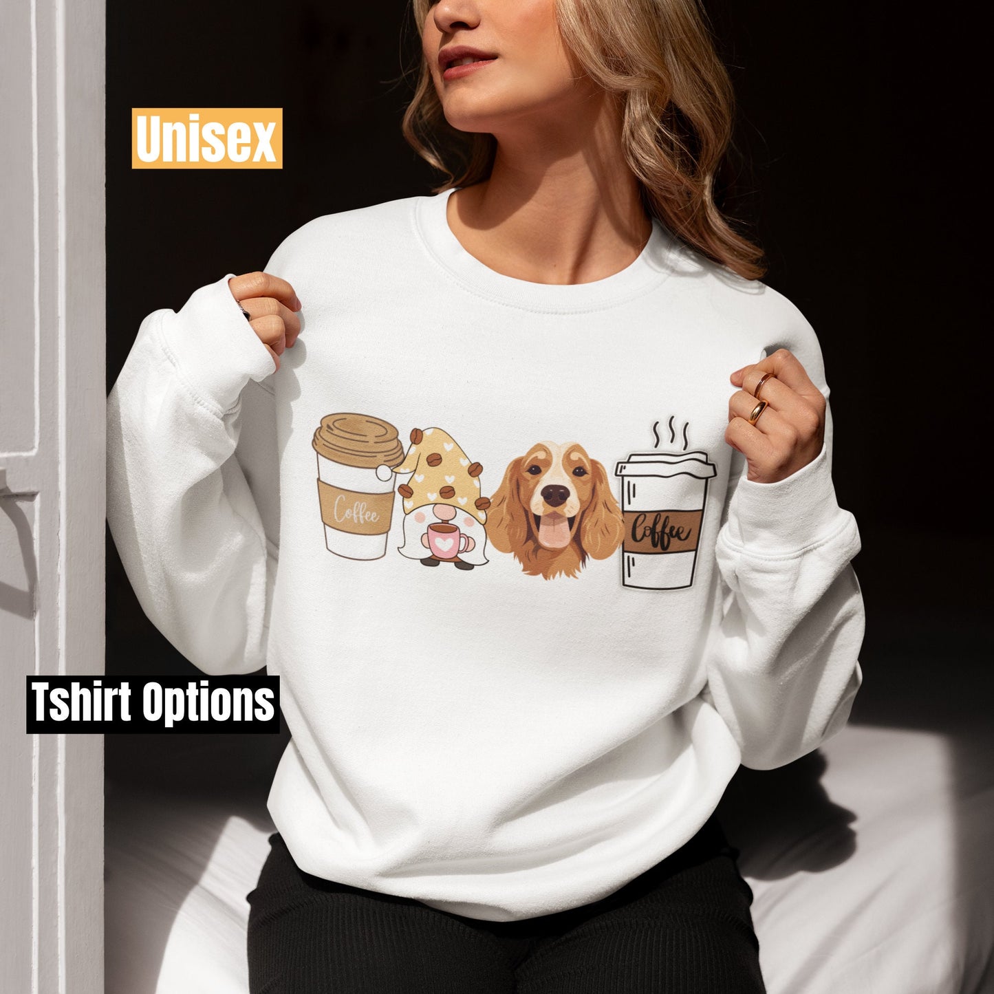 cocker spaniel Coffee dog winter coffee shirt for men women unisex crewneck tshirt sweatshirt gift Po